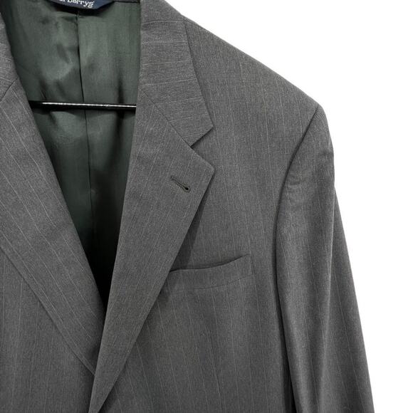 Burberrys Size 44L Gray Suit Jacket Sports Coat Vertical Stripes Two Button - Picture 3 of 7